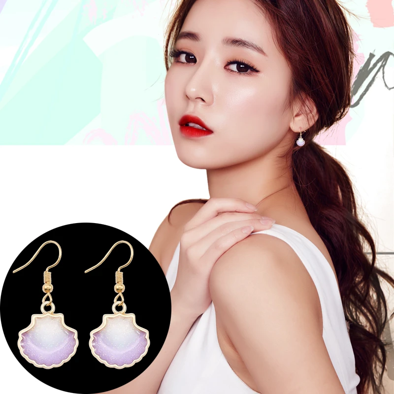 Cute Simple Female Earrings Small Shell Shape Pendant Multicolor Optional Alloy Material Fashion Jewelry Gift 2020 New | Украшения и