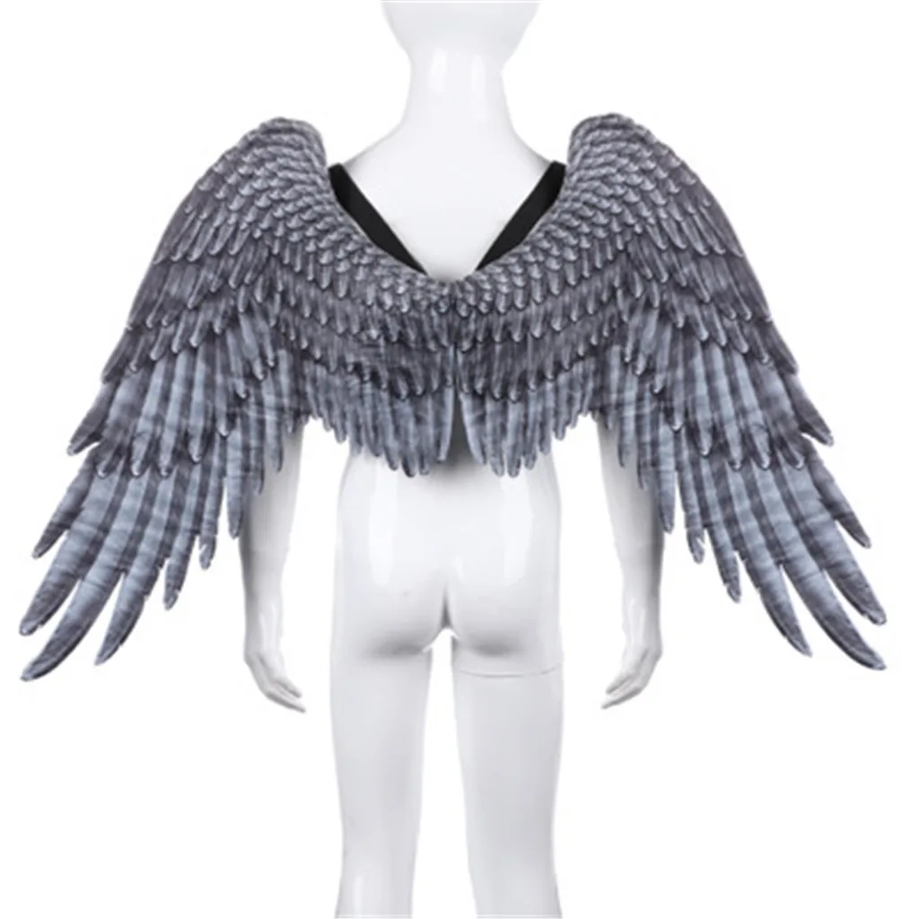 Детские белые крылья ангела и черные крылья падшего ангела на Хэллоуин Mardi Gras косплей ролевые игры наряды костюм аксессуары