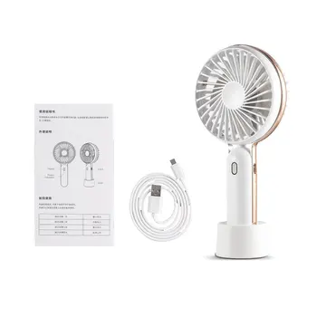 

USB Charging Handheld Summer Mini Round Fan With Base Electric Handheld Fan Nordic Outdoor Portable Cooler