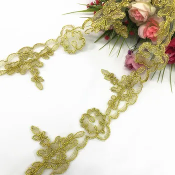 

10 yards=1 lot wholesale lace trim gold color, ribbon lace for making veils, 7.5cm wide delicate