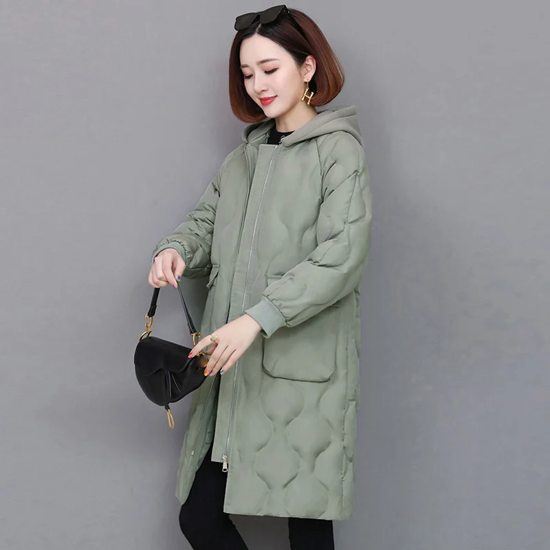 

Parkas Women High Quality Hooded Cotton Jackets Women Tide Autumn And Winter New Casual Thick Warm Overcoat Female