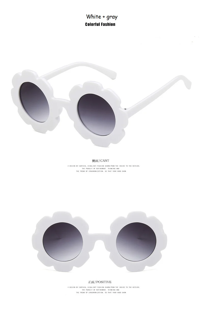 UV400 Shades очки для девочек и мальчиков фирменный дизайн очки детские солнцезащитные очки с цветочным узором круглые детские - Цвет линз: white gray
