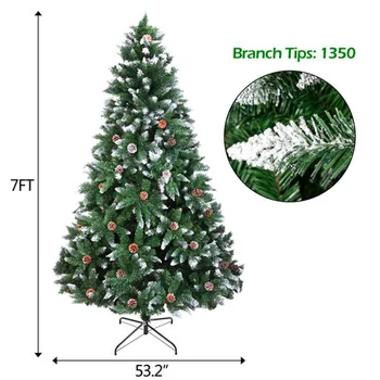 

7ft PVC Pointed White Spray Pine Cone Christmas Tree New Year's Artificial Christmas Tree 1400 Branches Home Decorations