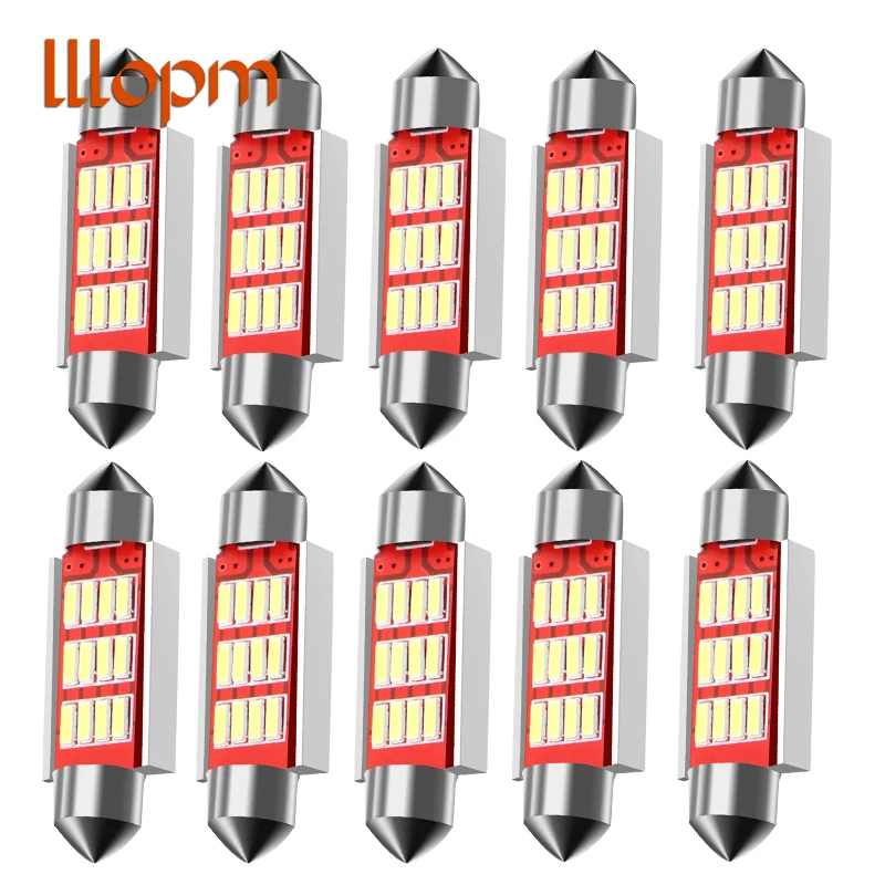 10 шт. 31 мм 36 39 41 C5W CANBUS светильник без ошибок Авто 12 SMD 4014 светодиодный купольный для