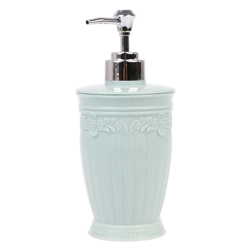 빈 조각 꽃 펌프 디스펜서 병 샴푸 비누 샤워 용기, 7.5x17.7cm 400ml