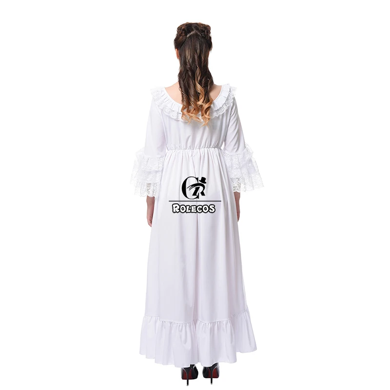ROLECOS средневековое женское платье лолиты Ренессанс белое платье викторианское длинное платье фантазия принцесса Ночная рубашка костюм