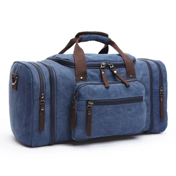 

Vintage Canvas Travel Bag With Strips Soft Solid GYM Bag Outdoor Sport Bags Men Bags For Trip Camping 6 Colors WX131 -8
