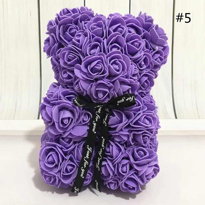 Горячая Распродажа, подарок на день Святого Валентина, 25 см, красная роза, плюшевый мишка, цветок розы, искусственное украшение, рождественские подарки для женщин, подарок на день Святого Валентина - Цвет: purple