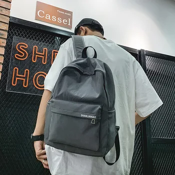 

Black Backpacks for Men Nylon Teen Boys Back Pack School Bags High Student Campus Backbag Gray Lightweight Bagpack Preppy Style