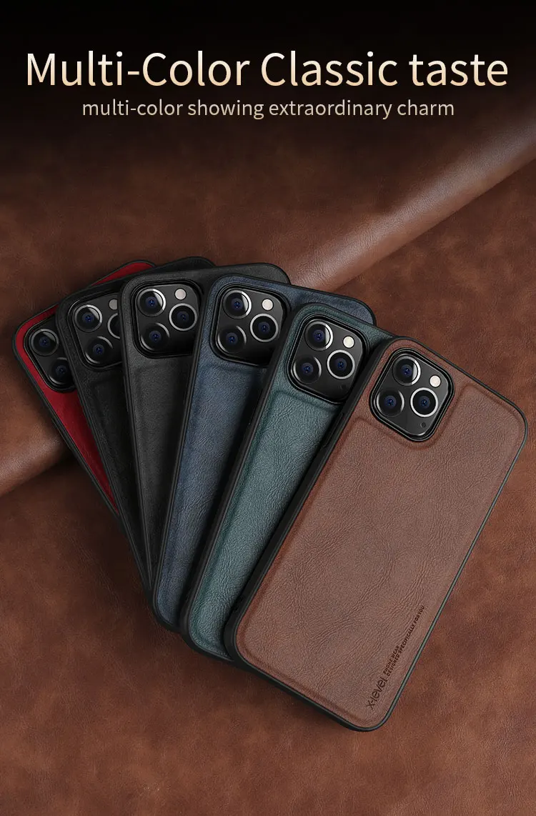 For IPhone 12 12 Pro 12 Max for IPhone 12 Pro Max Case X-Level Retro Leather Soft Silicone Edge Back Cover Case High Quality