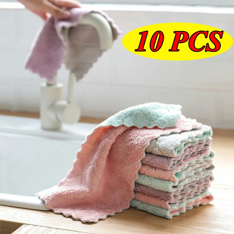 10pcs Dishcloth Lazy Rag Super Absorbent Microfiber Kitchen Cleaning Cloth Tableware Household Towel Tools | Дом и сад