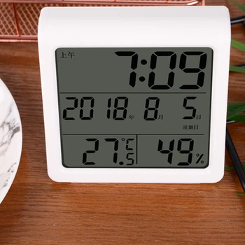 

Indoor Thermometer Hygrometer Temperature Humidity Gauge With Digital Mini Desk Clock Backlit Accurate Monitor Clear Reading