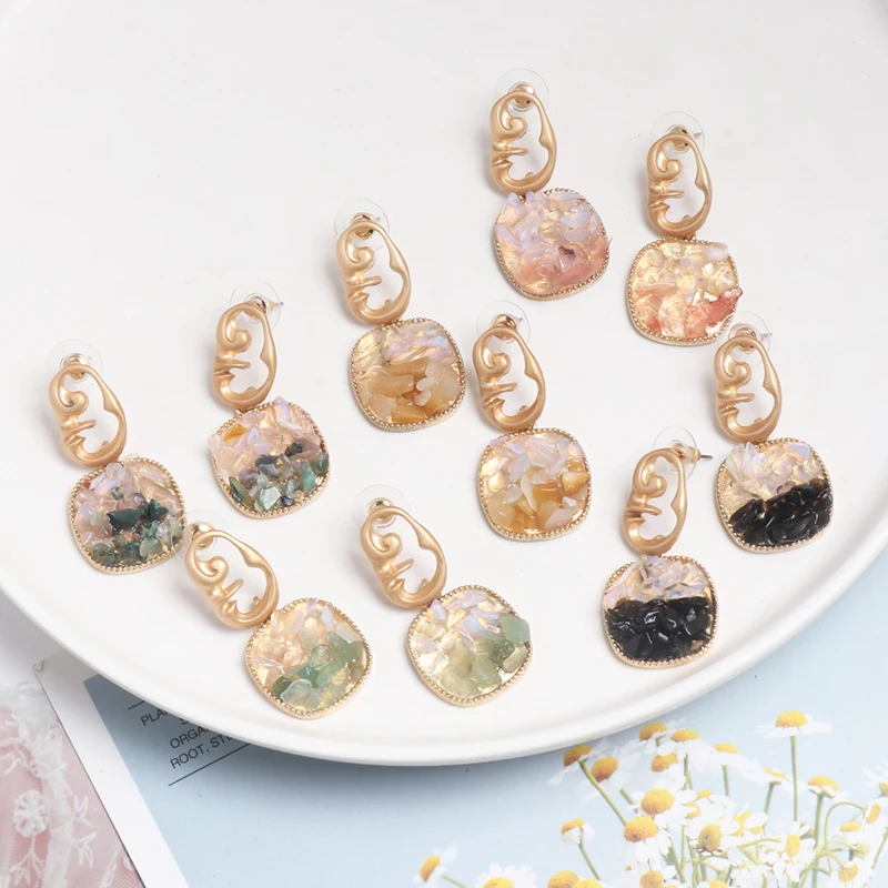 

FASHIONSNOOPS 2019 New Arrivals Irregular Rhinestone Drop Earrings Wedding Jewelry Boho Vintage Earrings For Women Oorbellen