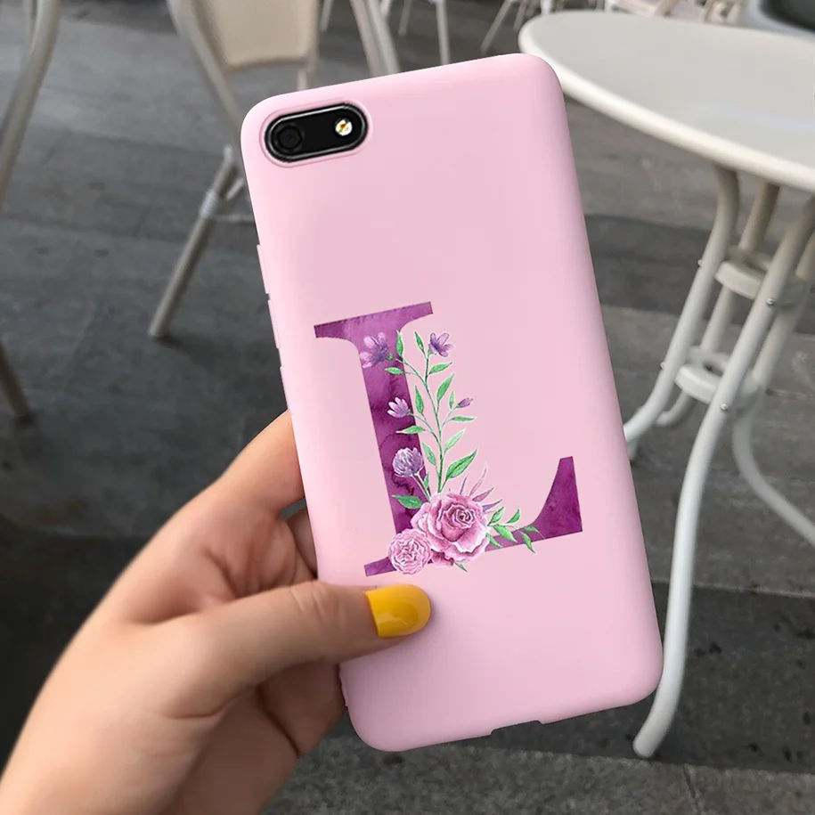 Chic Alphabet Flower Silicone Phone Case - Soft Touch Black Pink Matte TPU Cover