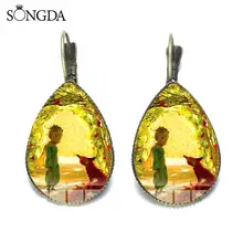 SONGDA Brand Cute Little Prince Earrings Le Petit Prince Fairy Tale Cartoon Collection Glass Photo Cabochon Water Drop Earrings