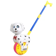 Мультяшный далматинец толкающий Музыкальный детский однополюсный Степ тележка Игрушка тележка стойло Горячая