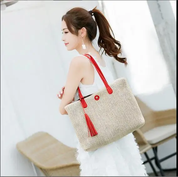 Comprar 2019 Britt nuevo europeo y americano Bolso grande tejido señora bolsa moda playa paja bolsa simple un hombro bolso