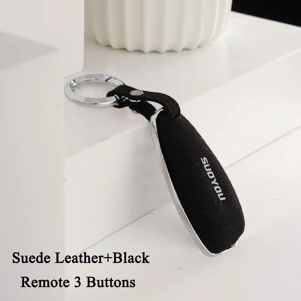 3 Buttons Remote Suede Leather Car Fob Key Bag Case Cover For Ford C-Max B-Max Focus 3 MK3 MK4 escape 2013 Holder Protector - Название цвета: Option 1