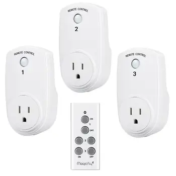 

Magicfly Wireless Remote Light Switch Control Electrical Outlet Switch for Household Appliances 3 Outlet 1 Remote