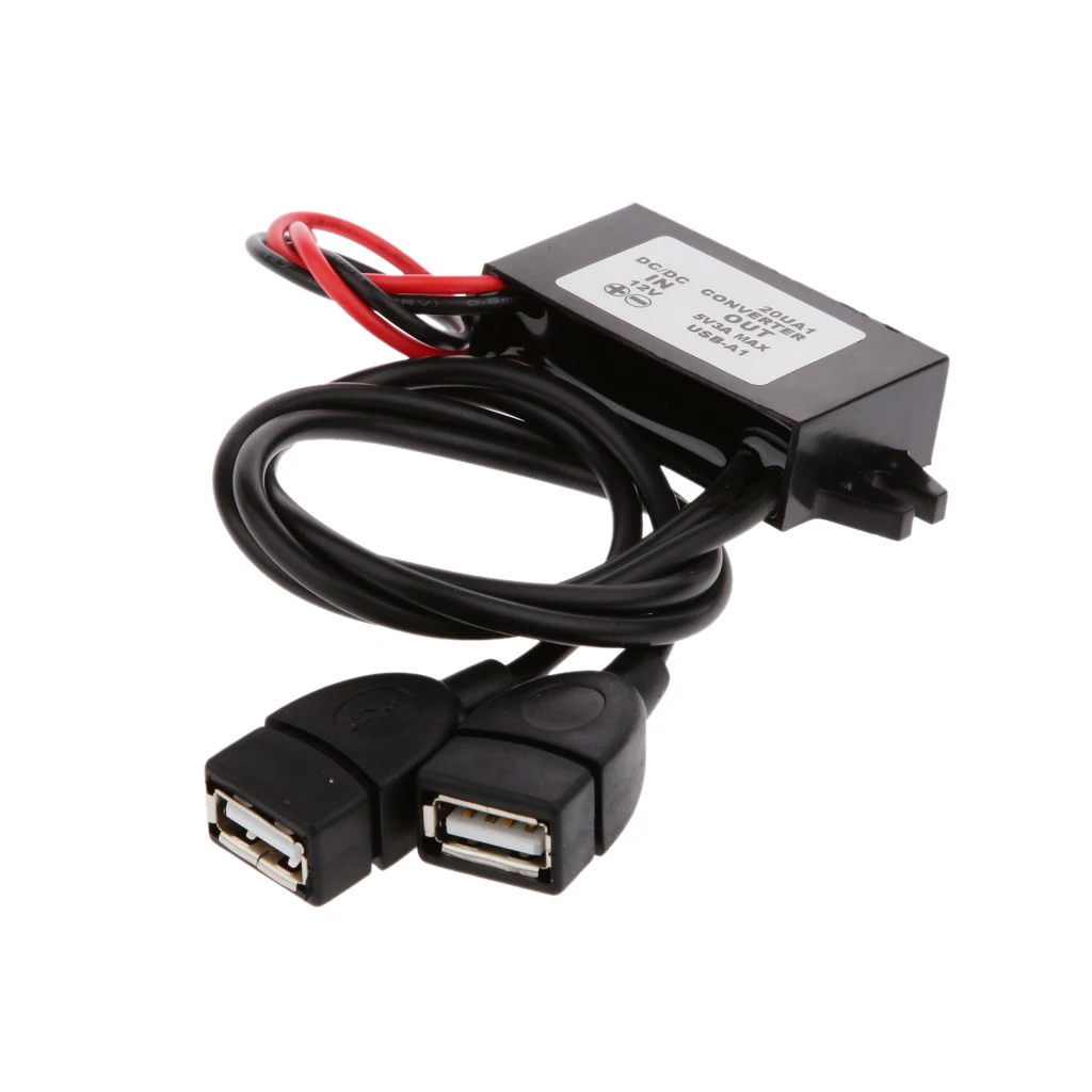 DC/DC Converter Module 12V To 5V Adapter Cable, USB Output Power Adapter Cord for MP3, MP4 Car DVD