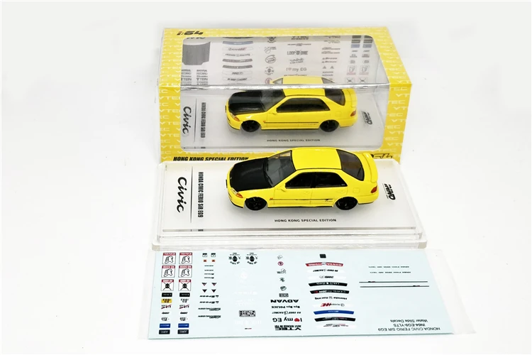 INNO64 1: 64 HONDA CIVIC Ferio SiR EG9 желто-черный Гонконг специальное издание литья под давлением модель автомобиля