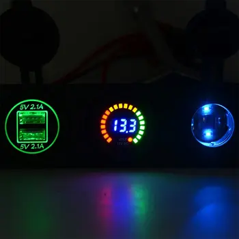 

Professional 4.2A 22W Cigarette Lighter Socket Car Power Port Double USB Adapter Charger with Colorful Voltage Meter