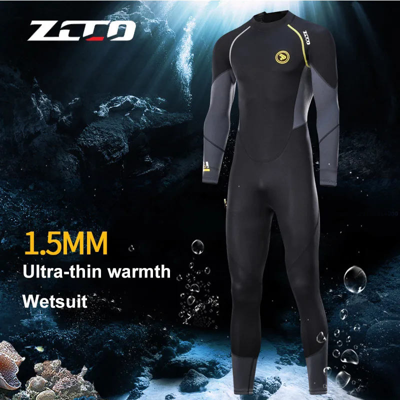 ZCCO Men’s Wetsuit Ultra Stretch 5mm Neoprene Swimsuit Surfing Front Zip Full Body Diving Suit one Piece for Snorkeling Scuba Diving Swimming 