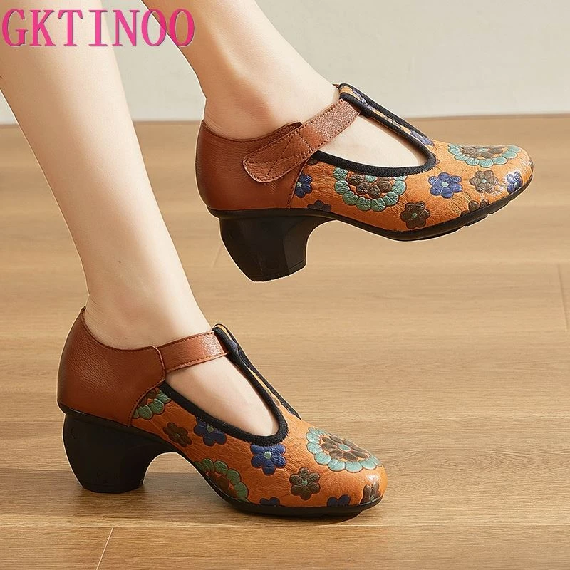 GKTINOO zapatos de tacón alto de cuero genuino para mujer, calzado de punta  redonda con gancho y bucle, hecho a mano, para otoño, 2022|Zapatos de tacón  de mujer| - AliExpress