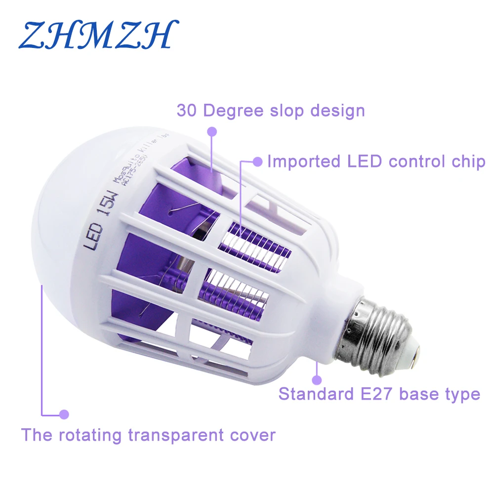 Doppia Lampadina A Led Usata Mosquito Killer Lamp Zanzare Repellente Uccisione Illuminazione Bug Zapper Lampade A Risparmio Energetico 110V 220V 15W