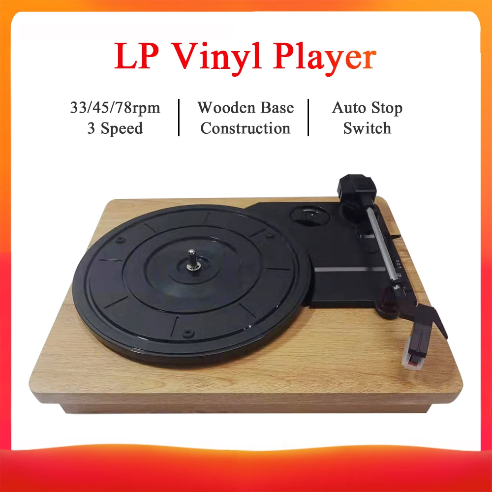 

DC 5V Retro Player Stereo 33 45 78 RPM LP Three Speed Vinyl Record-Turntable Player Gramophone RCA R/L 3.5mm