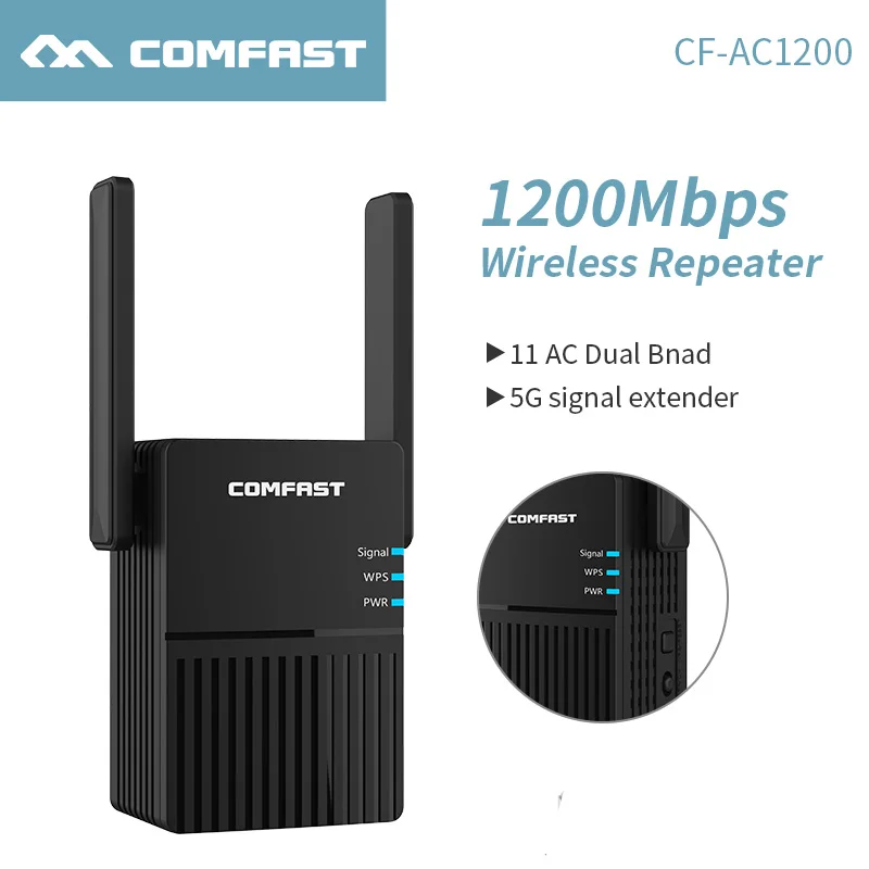 

1200Mbps Long Range Dual Band 2.4 & 5.8Ghz Wireless WiFi Repeater Wifi Router High Power WiFi Booster Extender