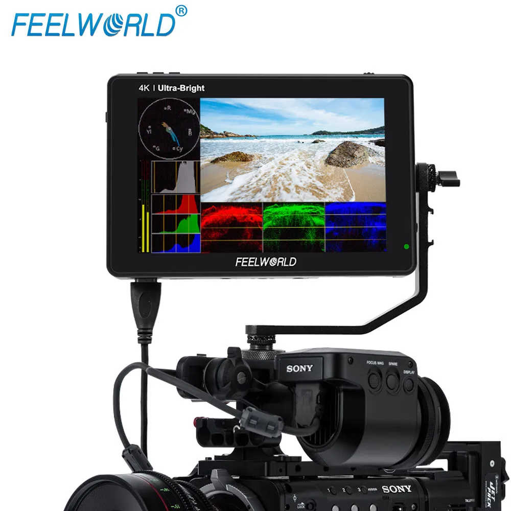 

FEELWORLD LUT7 7 Inch Camera DSLR Field Monitor 3D LUT 2200nits Touch Screen with Waveform VectorScope Focus Assist