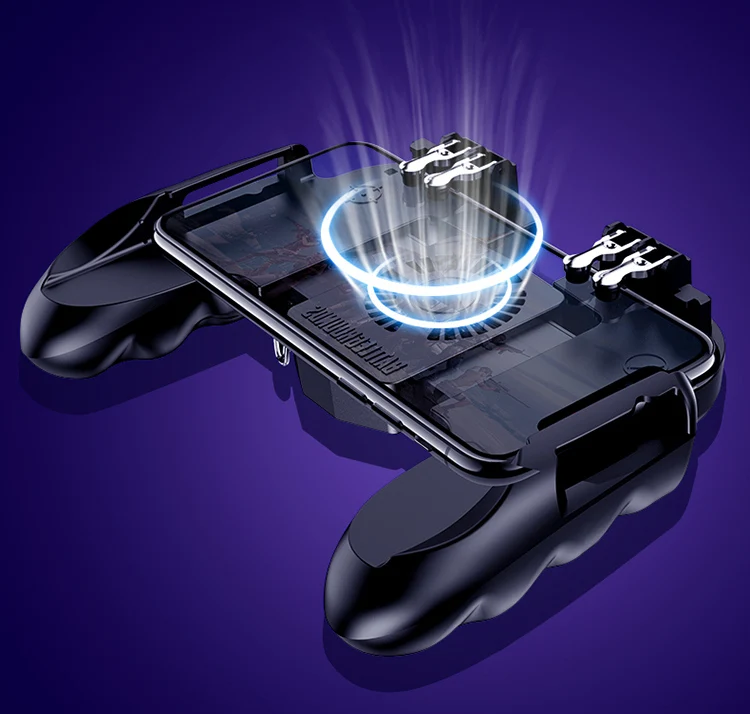 Геймпад Pubg контроллер Android джойстик мобильная игра-контроллер, геймпад проигрыватели золото Красочные для IPhone Xiaomi с охлаждающим вентилятором - Цвет: Black with Power