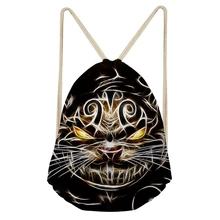 THIKIN классический Чеширский кот печати шнурок мешок модные сумки на плечо Прохладный узор персонализированные пользовательские мешок для мальчиков и девочек