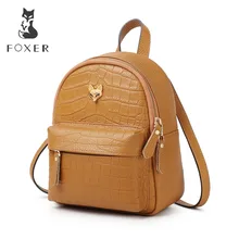 FOXER Cowhide Commuter Women Soft Travel Bag High Quality Female Tote Girl Mini Backpack Genuiune Leather Lady vintage Backpack