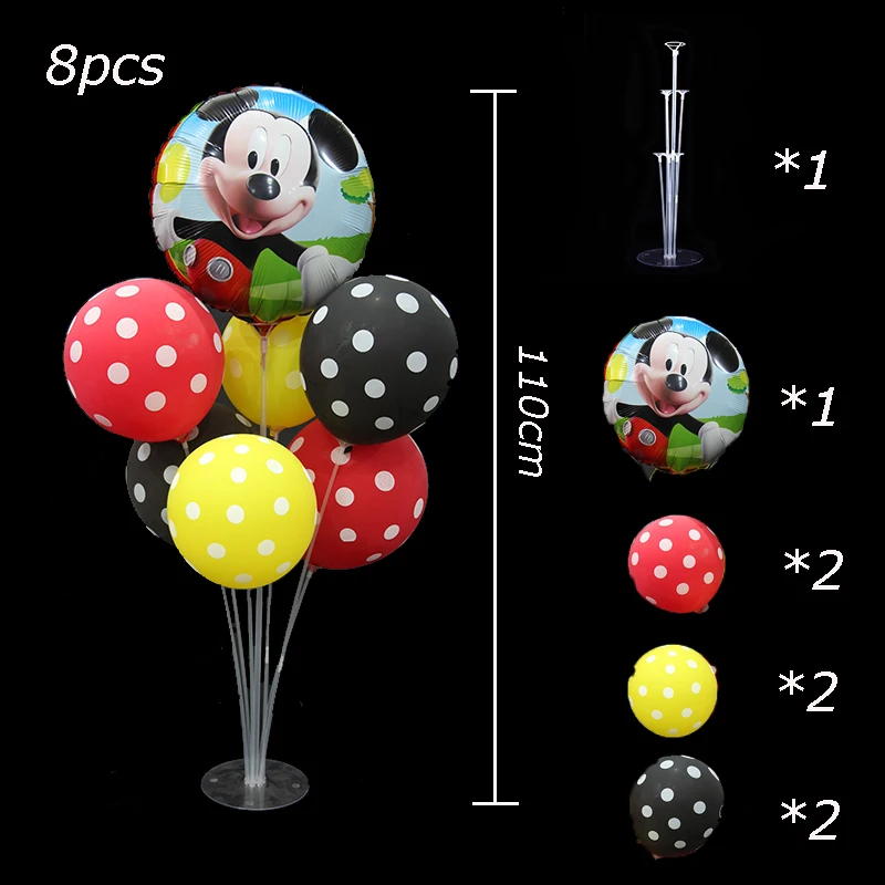 8pcs stand balloon Disney Микки Мышь тема посуда детские, для малышей на день рождения украшения, товары для вечеринки Семья друг одноразовая посуда Вечерние - Цвет: 8pcs stand balloon