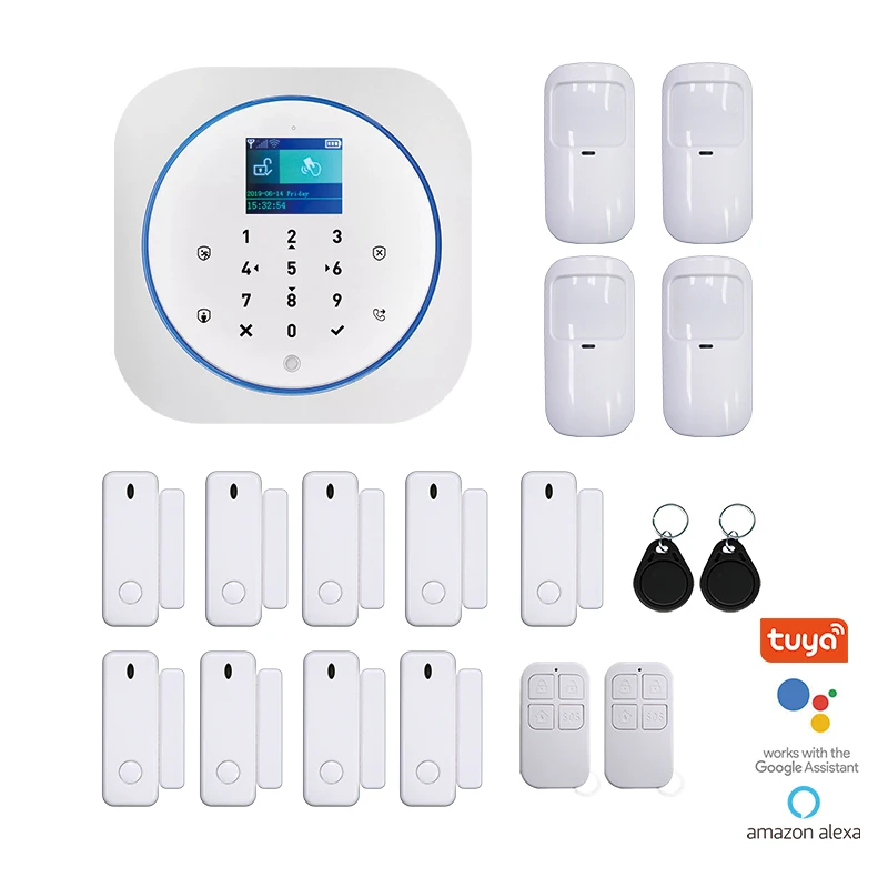 Tuya WiFi GSM Home Alarm System Wireless House Security Alarm With IP Camera Smart Life APP Alexa Google Home Voice Control