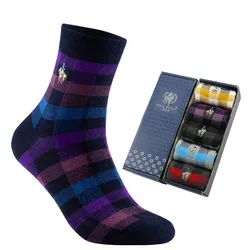 5 Pairs Strip Fashion Autumn Winter New Men Socks Men's British Style Combed Cotton Mid-tube Male Socks