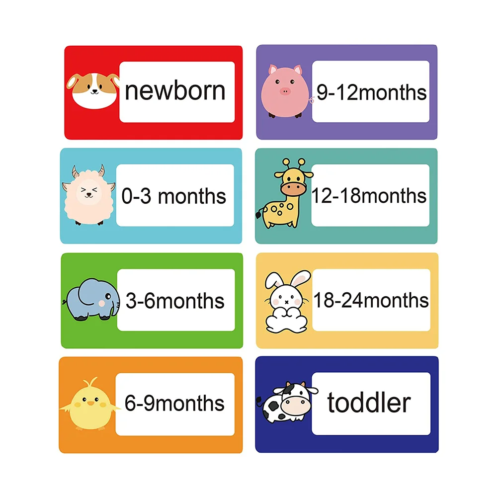 Nursery Clothes Drawer Labels 2X4 inch Color Cute Animal Pattern Dresser Stickers 8 Design Baby Bin Organization Labels for Boys cute cow animal pattern mouse pad custom designs waterproof anti slip rubber mousepad office accessories desk decor for laptop