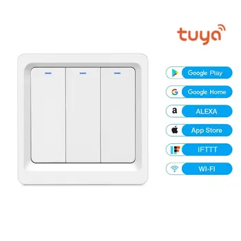 

WiFi Smart Light Wall Switch Push Button EU Smart Life Tuya APP Wireless Remote Control Work with Alexa Google Home