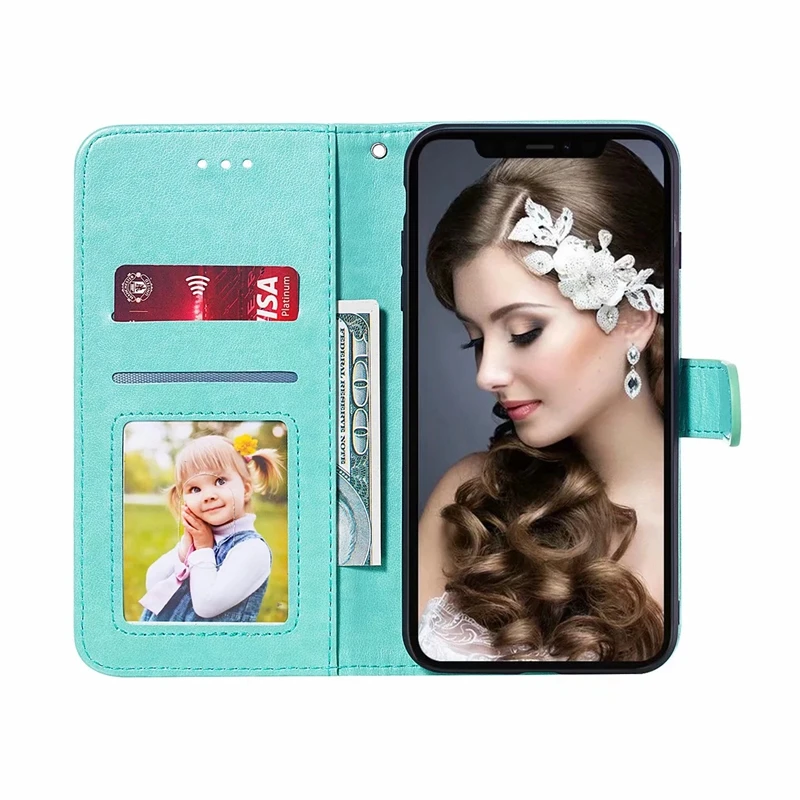 Кожаный чехол-кошелек с бабочкой и медведем для Iphone 11 Pro Max XR XS X 8 7 6 SE сердце любовь мода с мультипликационным рисунком слот Держатель Флип 70 шт