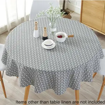 

Round Table Cloth Nordic Garden Dining Table Cloth Color Yellow Rice Word Gray Arrow Cotton Linen Printing Tablecloth #