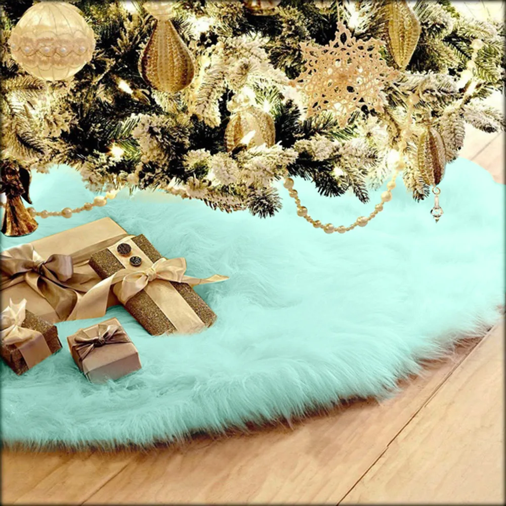 75cm Plush Christmas Tree Skirt Long Haired Christmas Tree Carpet Christmas Decorations for Home New Year Xmas Decor navidad