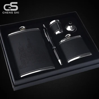 

Pocket Hip Flask Alcohol Whisky Gift Set Stainless Steel Flask For Alcohol Portable Whiskey Garrafa Groomsmen Gifts JJ60JH