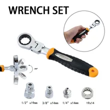 

5pcs RDEER Ratchet Wrench 1/4" 3/8" 1/2" Adjustable Sleeve Adapter Flexible Spanner Multifunctional Auto Repair Tools Set