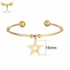 Hollow Star Bracelet Pendant Golden Stainless Steel Woman Bangle Five-pointed Star Bead Ball Open Bracelet Woman Fashion Jewelry 3