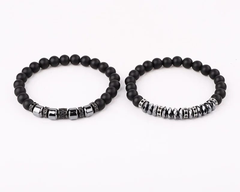 JARAVVI Natural Stone CZ Pave Charm Matte Onyx Elastic Beads Bracelet Set Men Jewelry Gift - Image 5