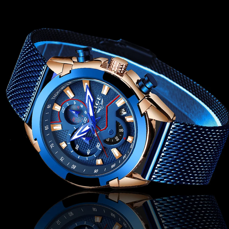 

LIGE New Mens Fashion Watch Top Brand Luxury Sport Watch Men Automatic Date Waterproof Chronograph Quartz Clock Reloj Hombre+Box