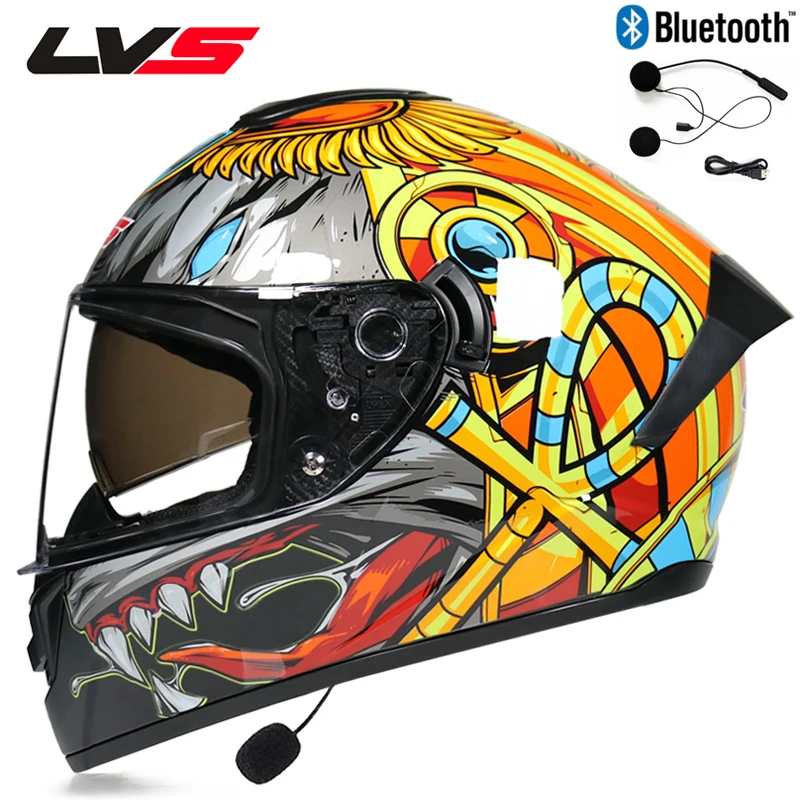 Bluetooth мотоциклетный шлем Полный мотоциклетный шлем с двойными линзами DOT Capacete da motocicleta - Цвет: 17
