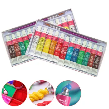 

12 Colors Wall Painting Acrylic Paints set for Painting Textile Fabric Manicure Nail Art with 1 Brush Acrylic Paint for Canvas